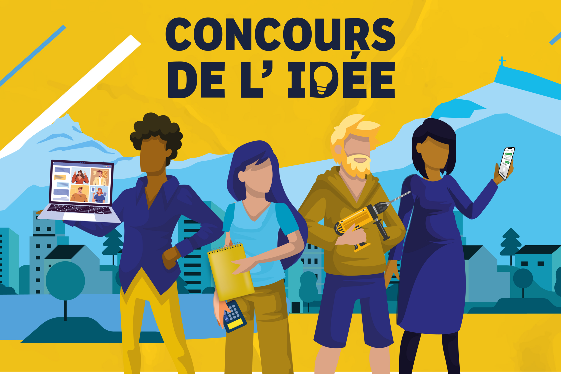  Personnes de différentes cultures qui tiennent des objets évoquant des idées de projets entrepreneuriaux 