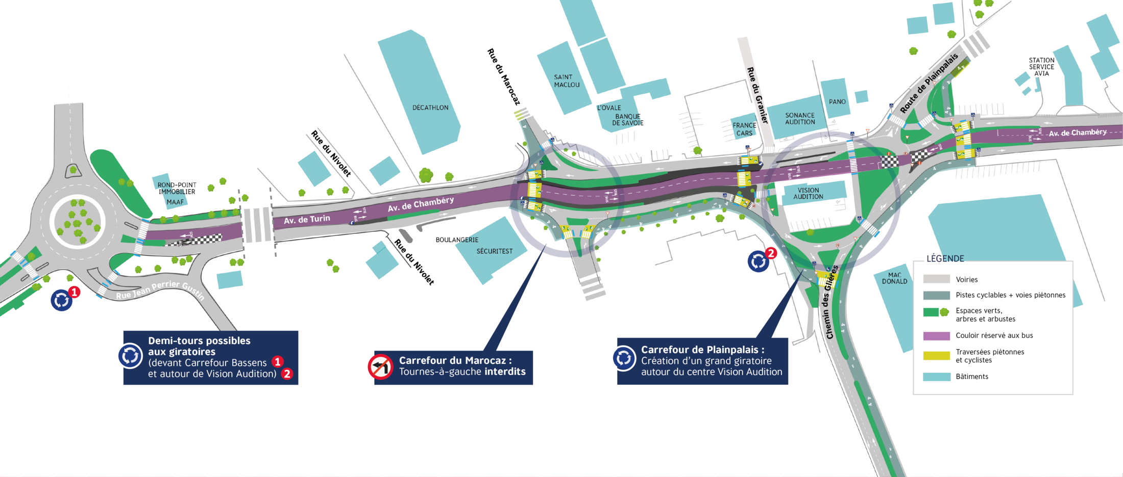 Plan indiquant les travaux avenue de Chambéry 