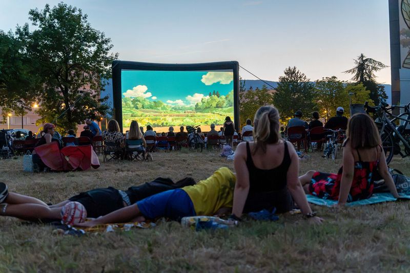 Une toile à la belle étoile sur la pelouse du Mâconnais à Chambéry lors de la projection de "Mon voisin Totoro" le 12 juillet 2026