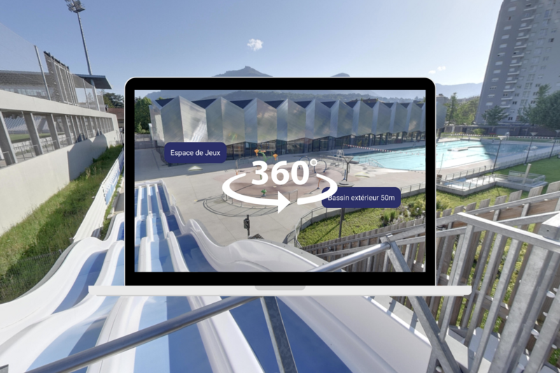 Illustration visite virtuelle extérieur de la piscine aqualudique du Stade 