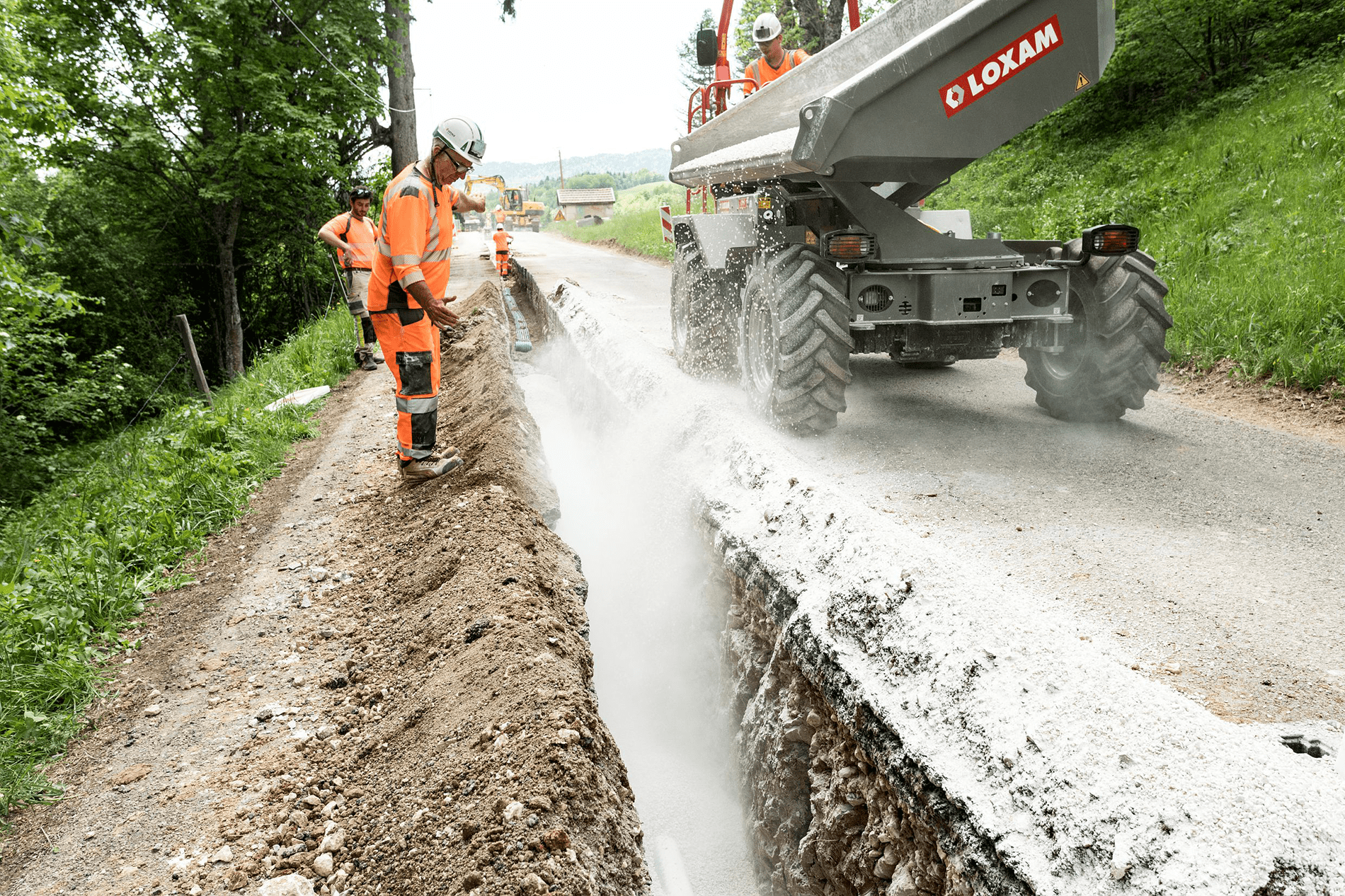 Travaux sur une route.