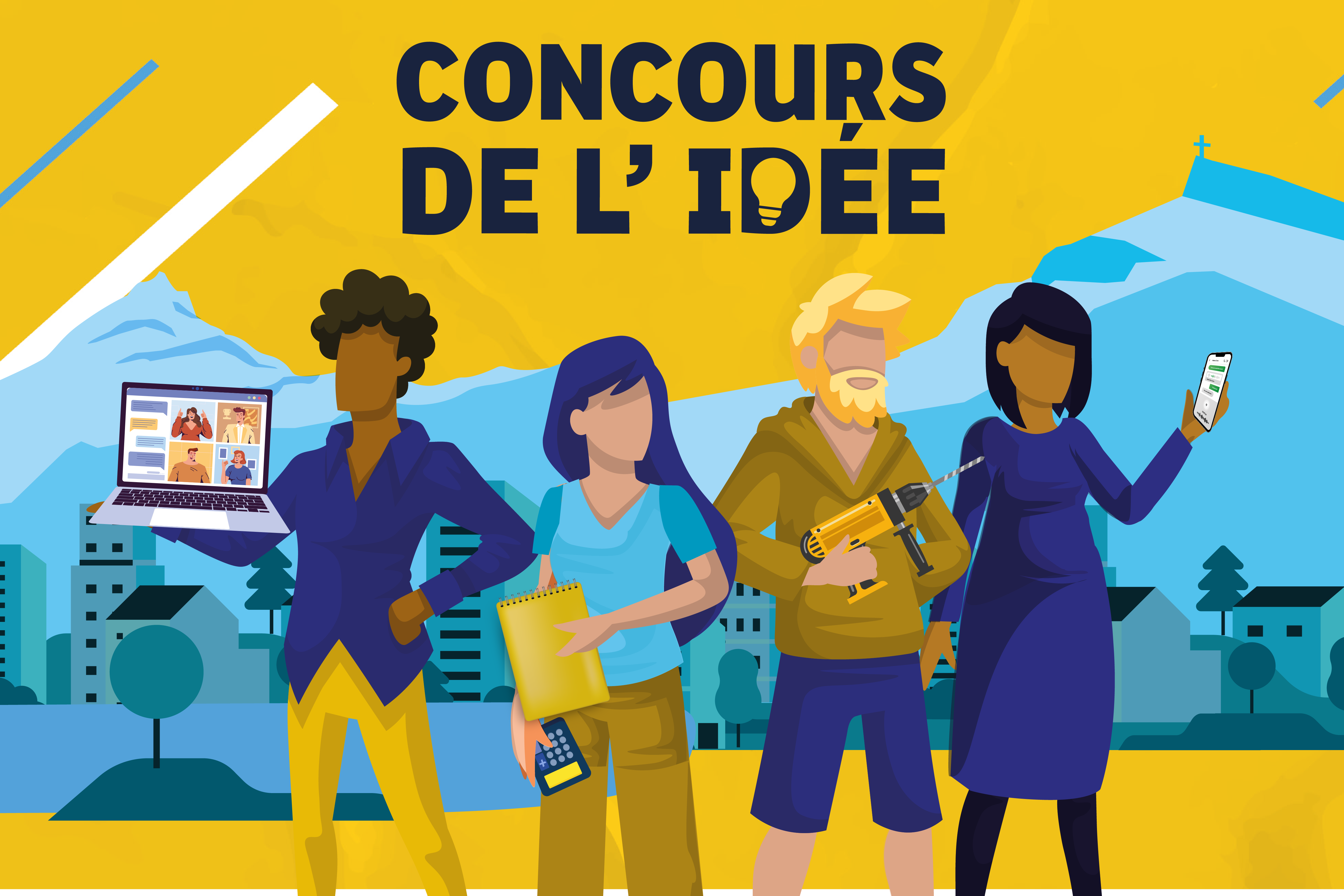  Personnes de différentes cultures qui tiennent des objets évoquant des idées de projets entrepreneuriaux 