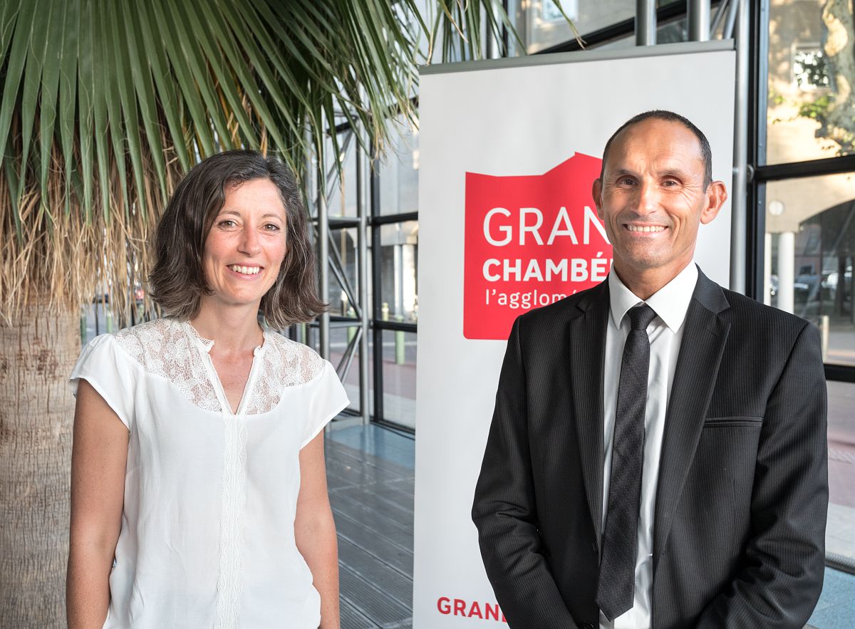 Portrait de Aurélie Le Meur : 1ère vice-présidente, et de Philippe Gamen : président de Grand Chambéry.