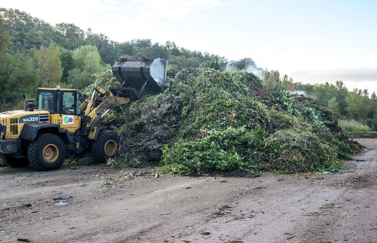Plateforme de compostage des déchets verts.